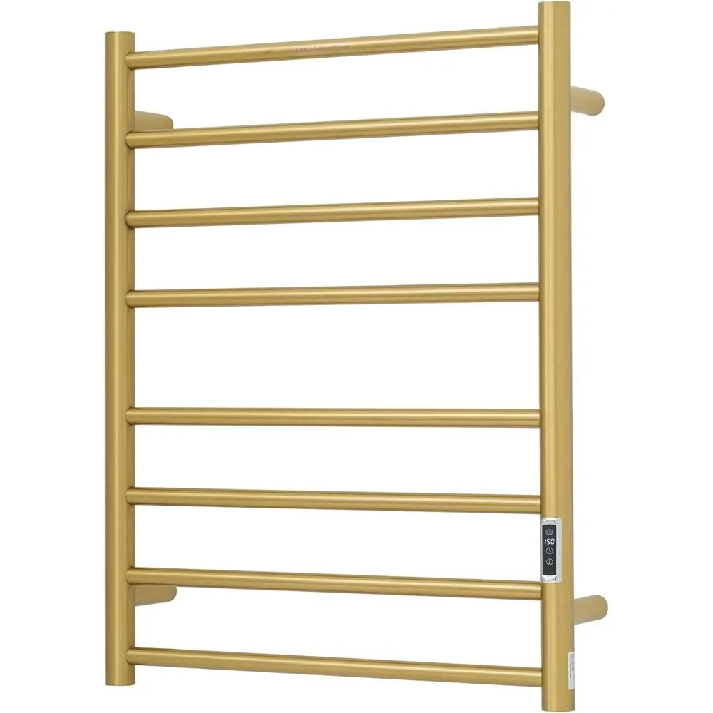 Gold Heated Towel Rack 8 Bar Wall Mounted Electric Warmer Timer Temp Control